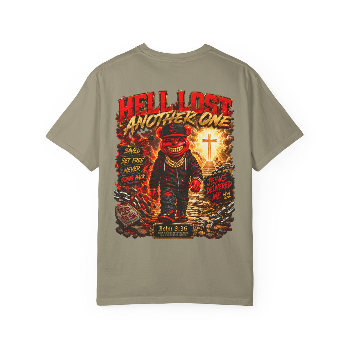 Unisex Garment-Dyed T-shirt-HELL LOST ANOTHER ONE/MASK LOGO-SCUMMIEBEARZ™