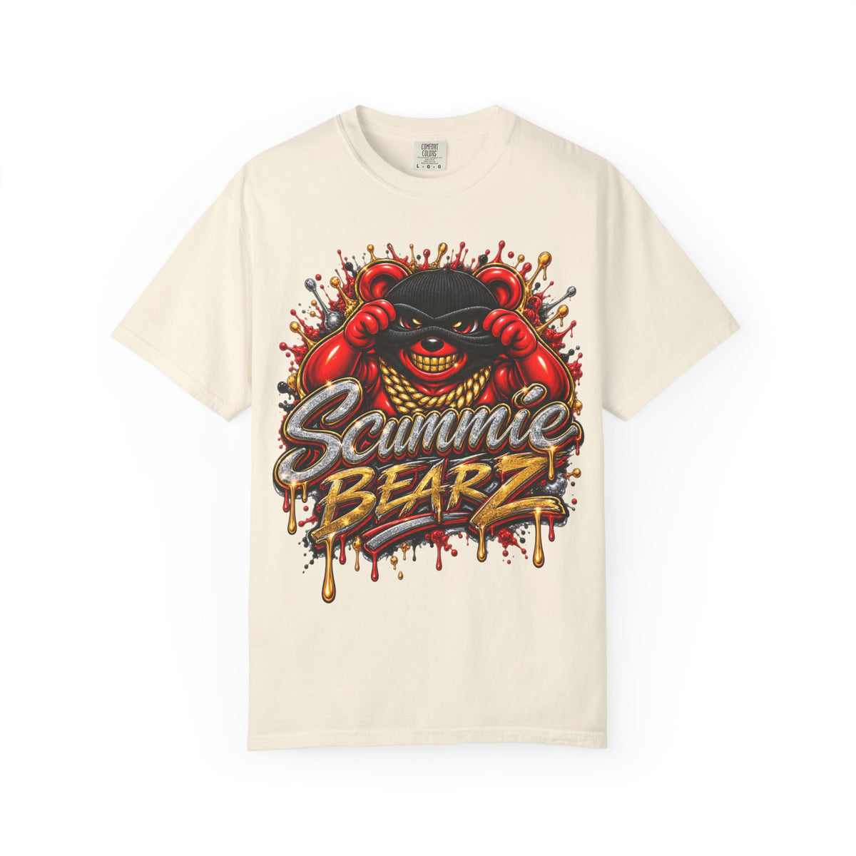 Unisex Garment-Dyed T-SHIRT- COVERED BY THE Blood/MASK LOGO-SCUMMIEBEARZ™