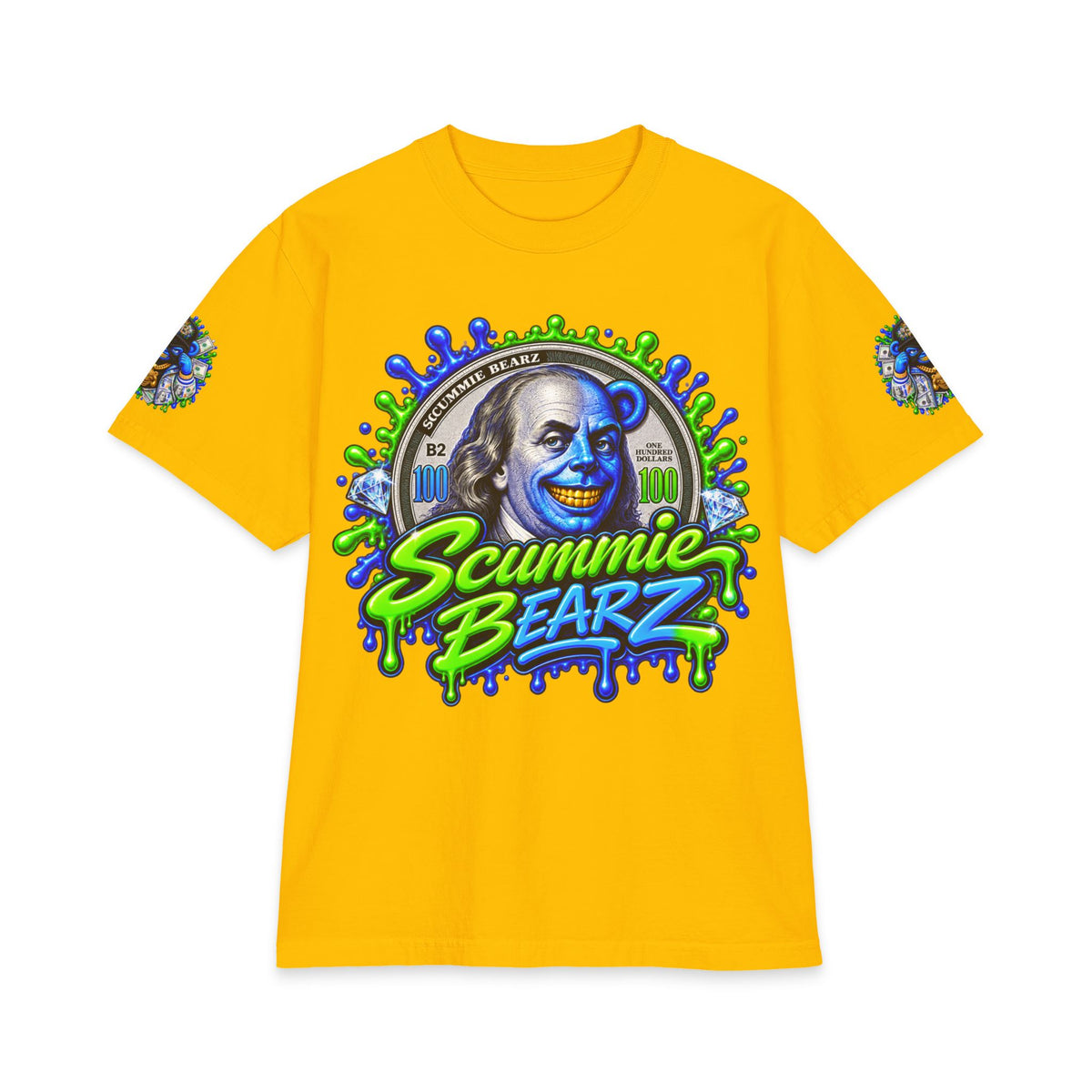 Hustle Mode, Green Remix | SCUMMIEBEARZ™ Shaka Wear Heavyweight Tee