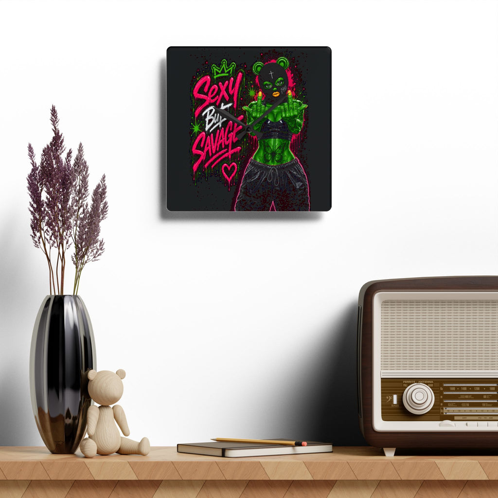 Acrylic Wall Clock-Sexy But Savage Green Remix