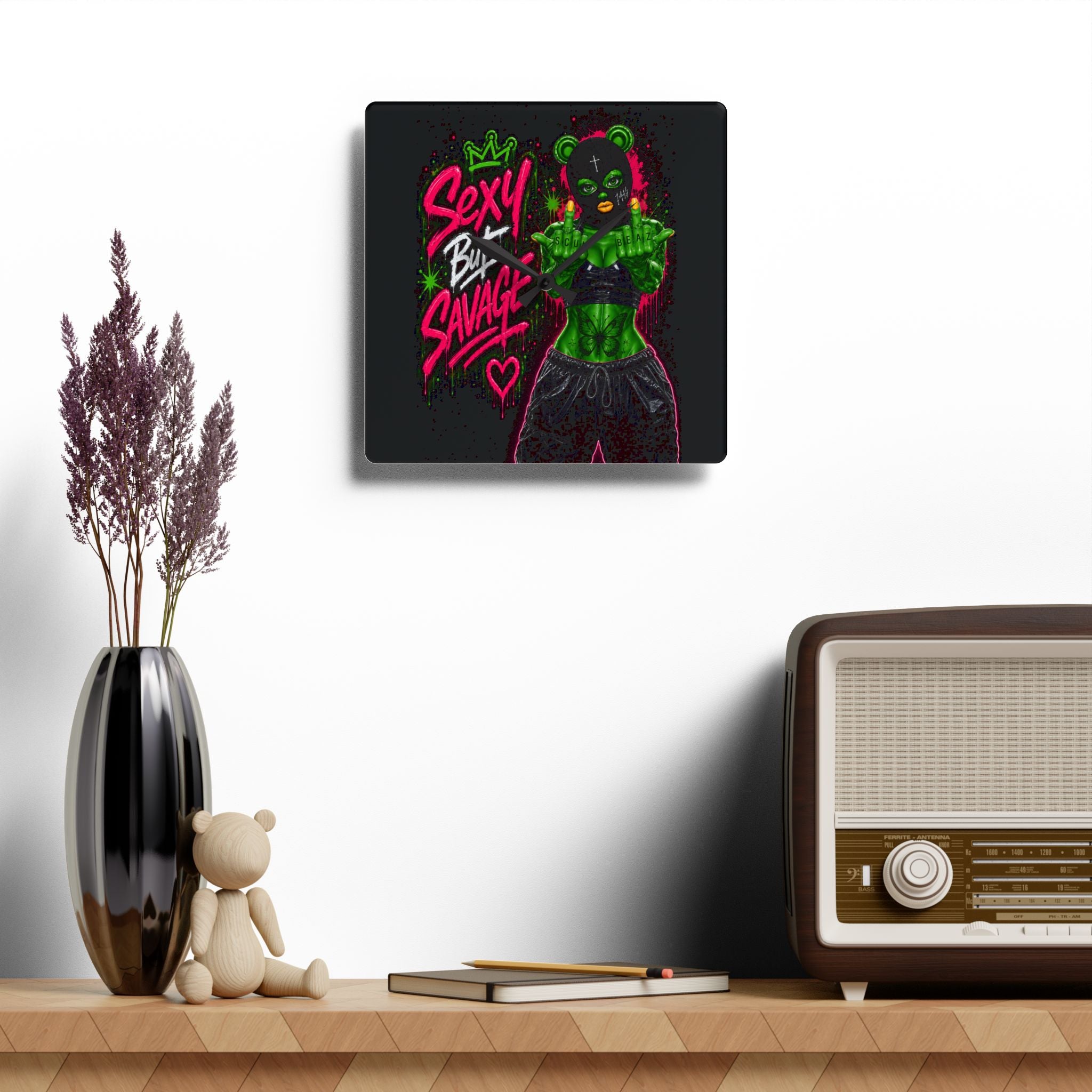 Acrylic Wall Clock-Sexy But Savage Green Remix