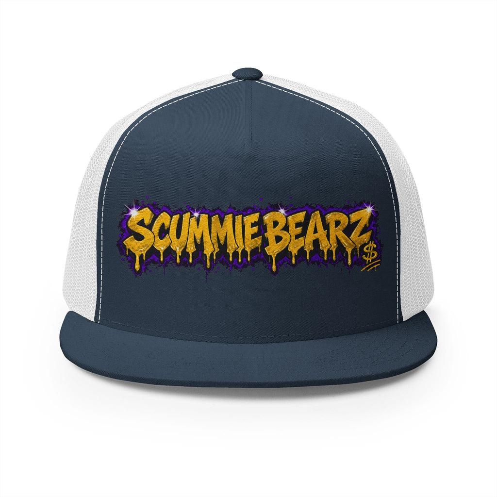 5 Panel Trucker Cap-GOLD/PURPLE SCUMMIEBEARZ LOGO-SCUMMIEBEARZ™