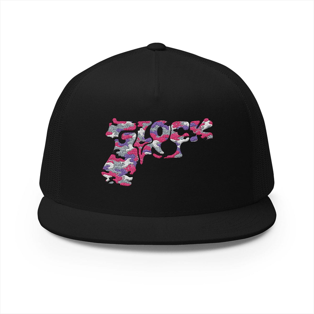 5 Panel Trucker Cap-PINK CAMOUFLAGE GLOCK LOGO-SCUMMIEBEARZ™️