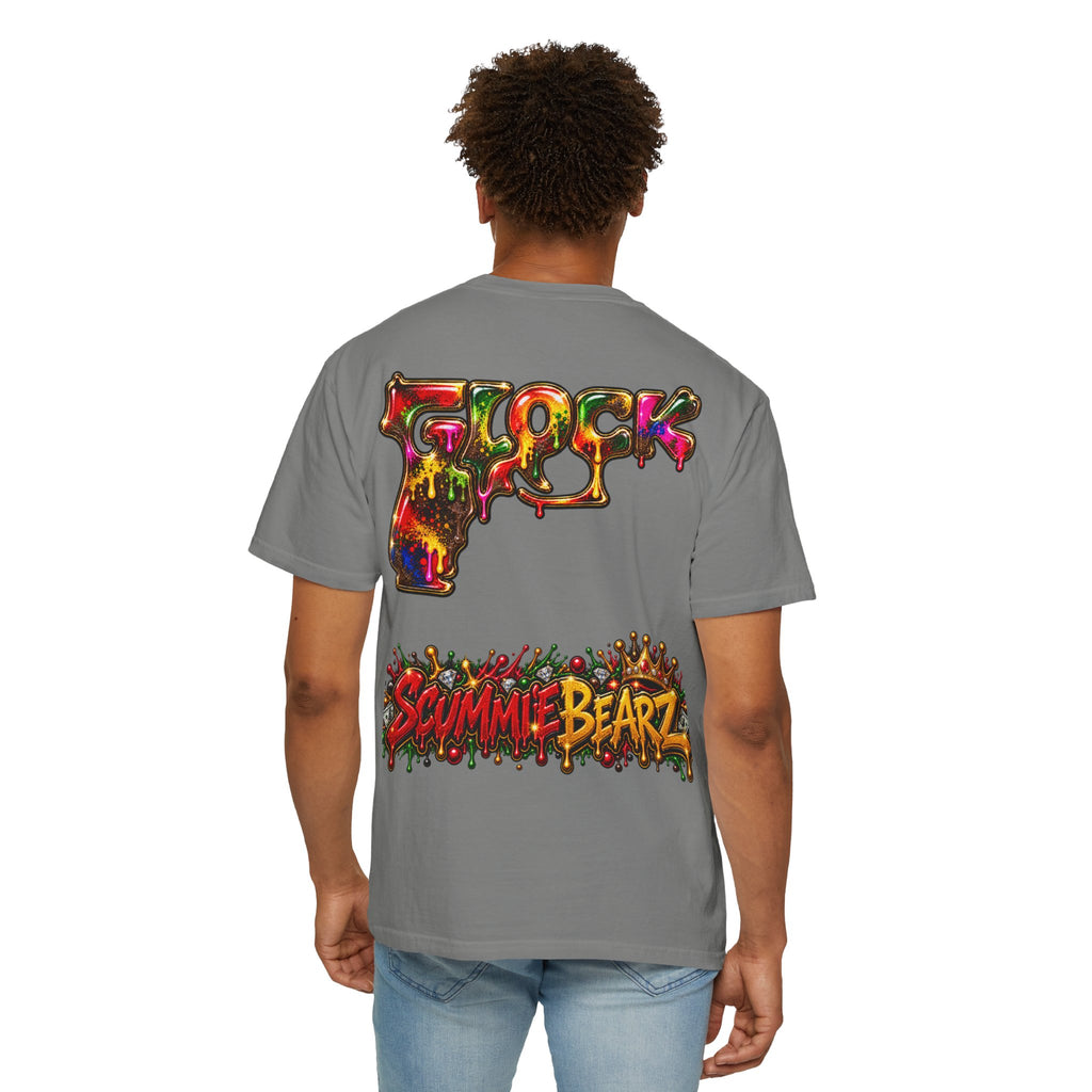 Unisex Garment-Dyed T-shirt-RED CROWN MASK LOGO MULTI COLOR GLOCK -SCUMMIEBEARZ™