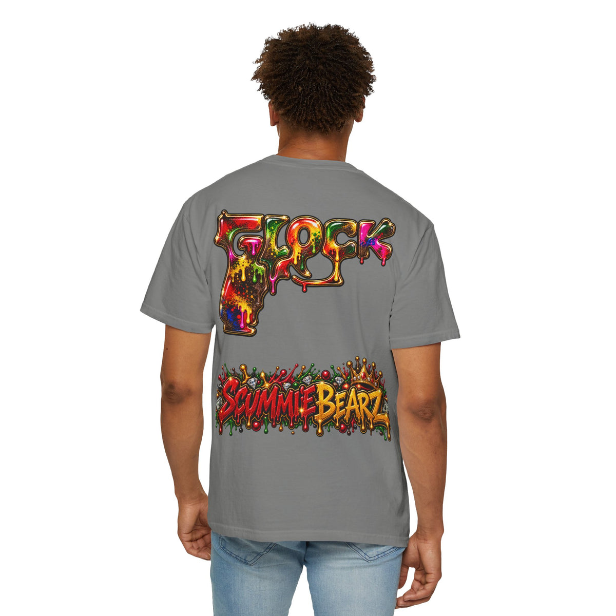 Unisex Garment-Dyed T-shirt-RED CROWN MASK LOGO MULTI COLOR GLOCK -SCUMMIEBEARZ™