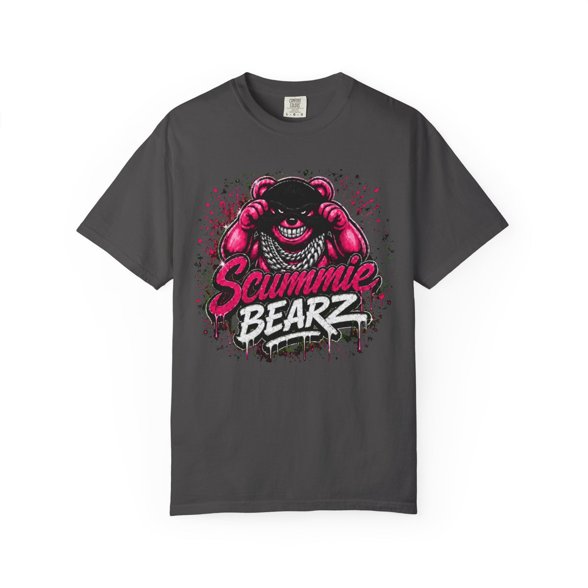 Unisex Garment-Dyed T-shirt-PINK MASK LOGO& IF YOU SLIP SHE WILL GRIP-SCUMMIEBEARZ™