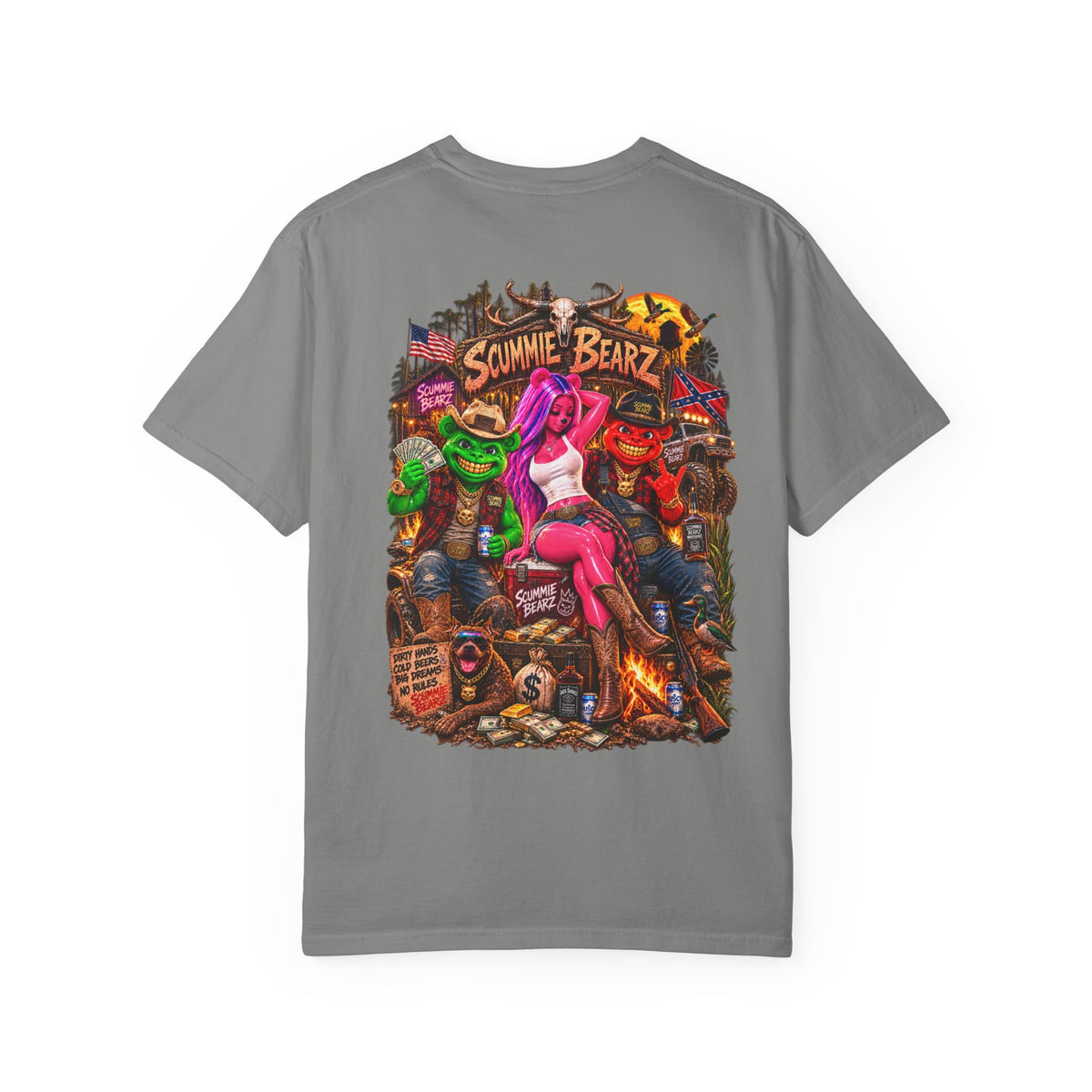 Unisex Garment-Dyed T-shirt-HILLYBILLY CROWN SB LOGO HILLBILLY -SCUMMIEBEARZ™