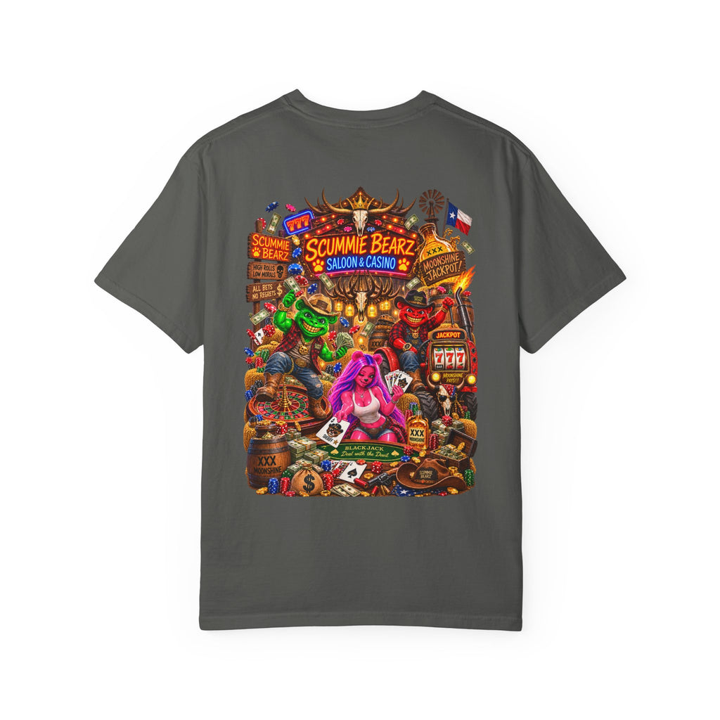 Unisex Garment-Dyed T-shirt-HILLBILLY CROWN SB LOGO HILLBILLY CASINO -SCUMMIEBEARZ™