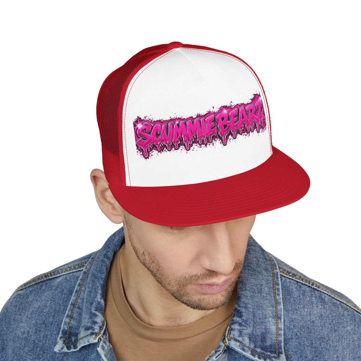 5 Panel Trucker Cap-PINK SCUMMIEBEARZ LOGO-SCUMMIEBEARZ™