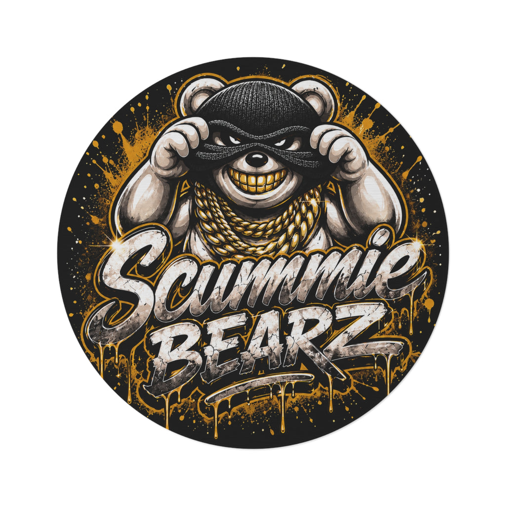 SCUMMIEBEARZ 💰Gold/White🤍Logo Round Rug