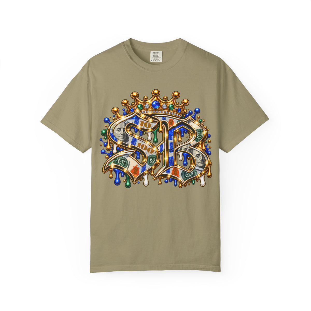 Unisex Garment-Dyed T-SHIRT-BLUE MONEY GLOCK/SB LOGO-SCUMMIEBEARZ™
