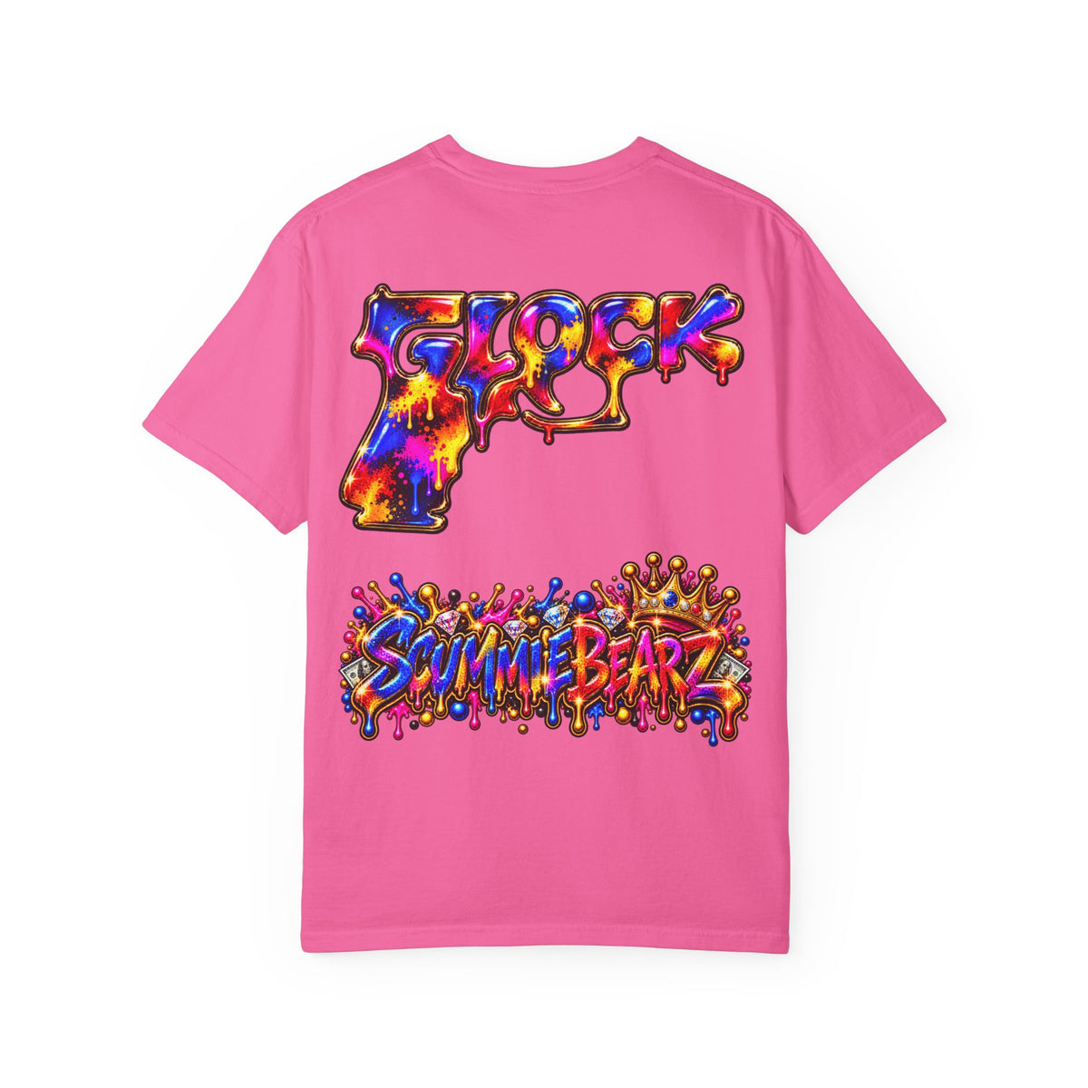 Unisex Garment-Dyed T-shirt-MULTI COLOR CROWN MASK LOGO GLOCK -SCUMMIEBEARZ™
