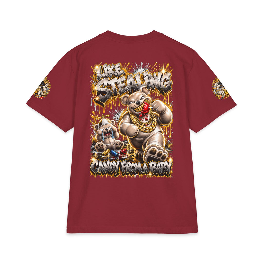 Like Stealing Candy from a Baby — White & Gold Edition | SCUMMIEBEARZ™ Shaka Wear Heavyweight Tee