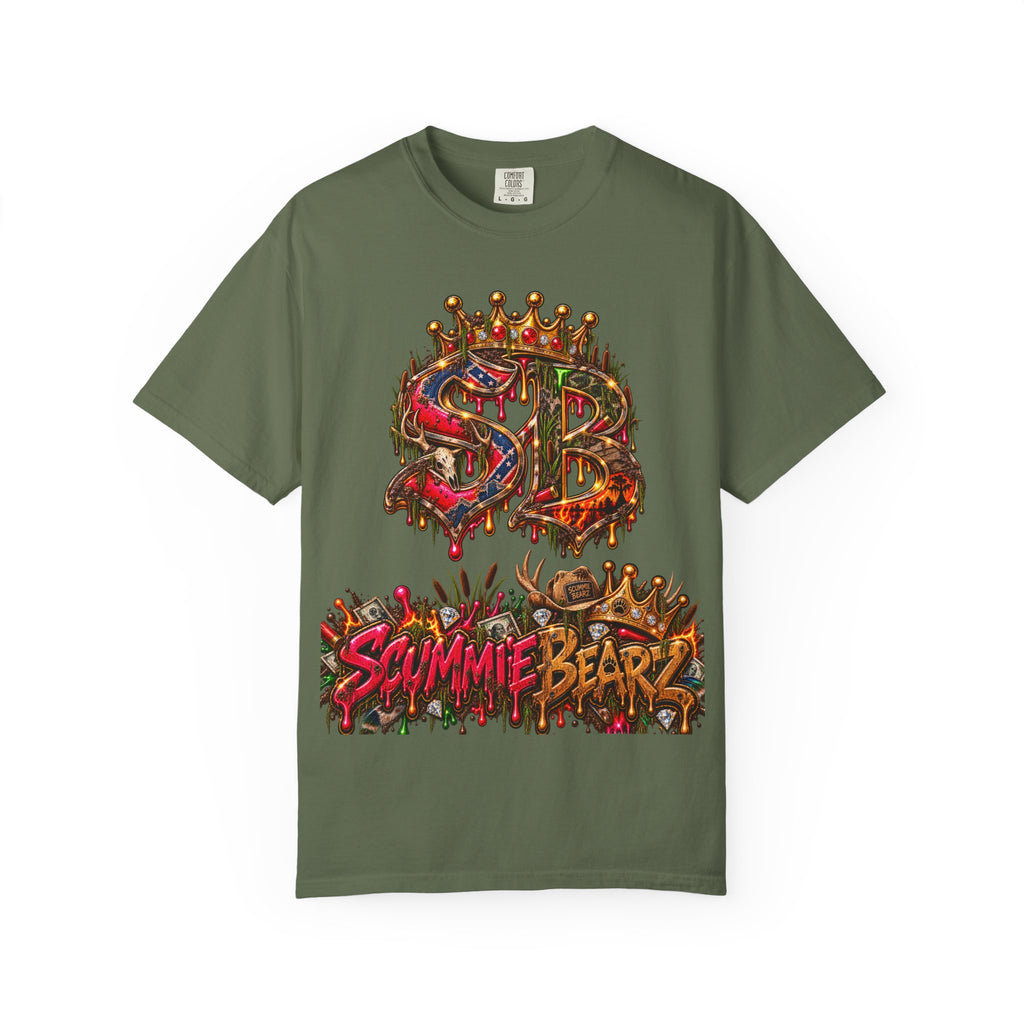 Unisex Garment-Dyed T-shirt-HILLBILLY CROWN SB LOGO HILLBILLY -SCUMMIEBEARZ™
