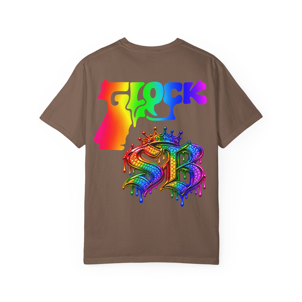 Unisex Garment-Dyed T-shirt-RAINBOW MASK LOGO GLOCK SB CROWN LOGO-SCUMMIEBEARZ™
