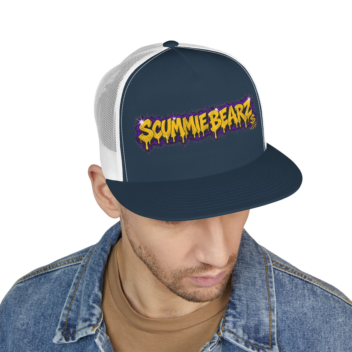 5 Panel Trucker Cap-GOLD/PURPLE SCUMMIEBEARZ LOGO-SCUMMIEBEARZ™