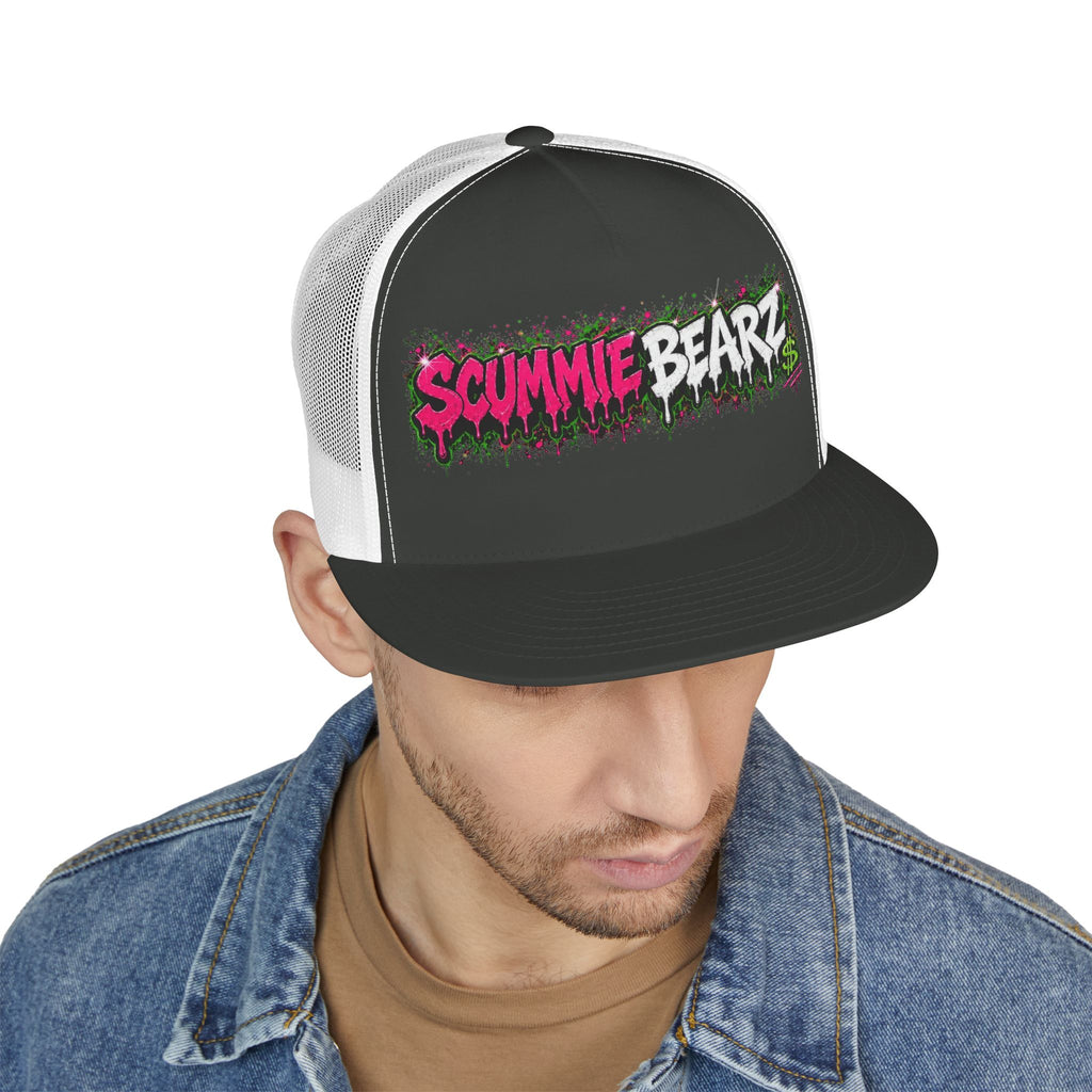 5 Panel Trucker Cap-PINK/SILVER SCUMMIEBEARZ LOGO-SCUMMIEBEARZ™