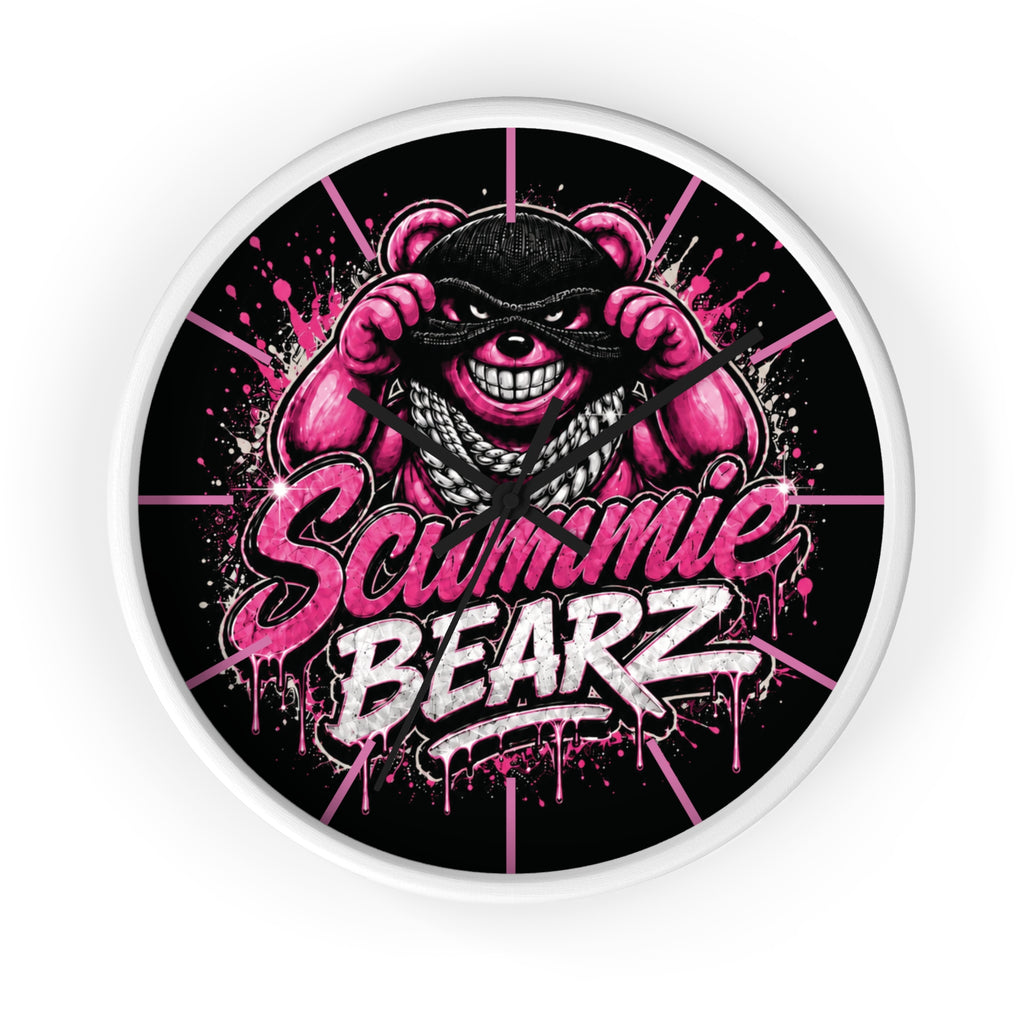 Wall Clock-PINK/SILVER MASK LOGO-SCUMMIEBEARZ™️