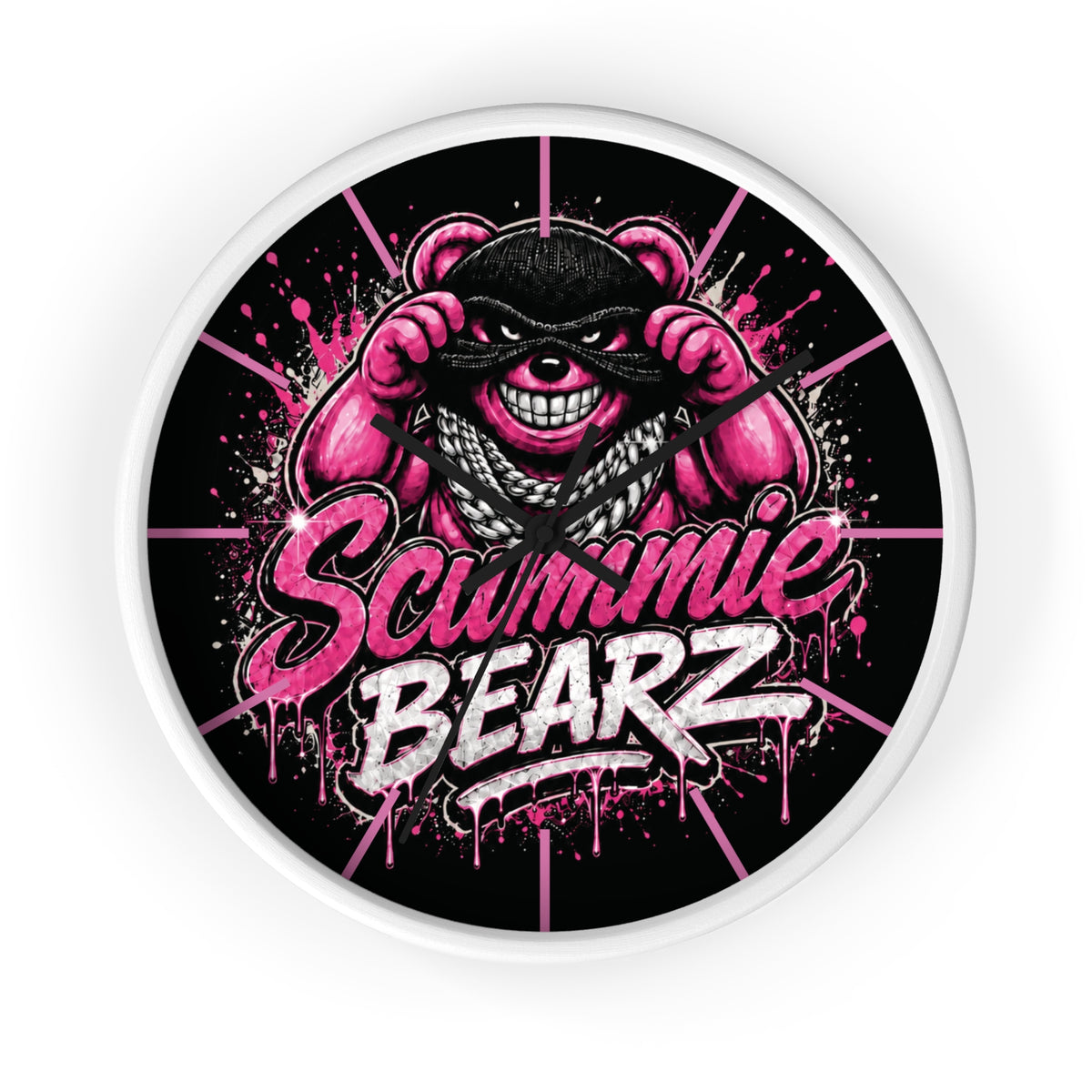 Wall Clock-PINK/SILVER MASK LOGO-SCUMMIEBEARZ™️