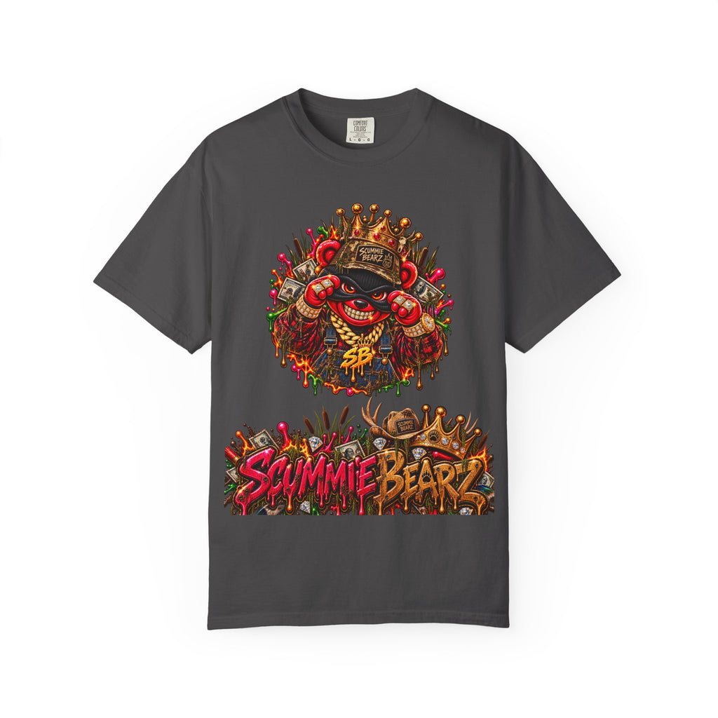 Unisex Garment-Dyed T-shirt--HILLBILLY WORLD TOUR/CROWN SB LOGO-SCUMMIEBEARZ™️
