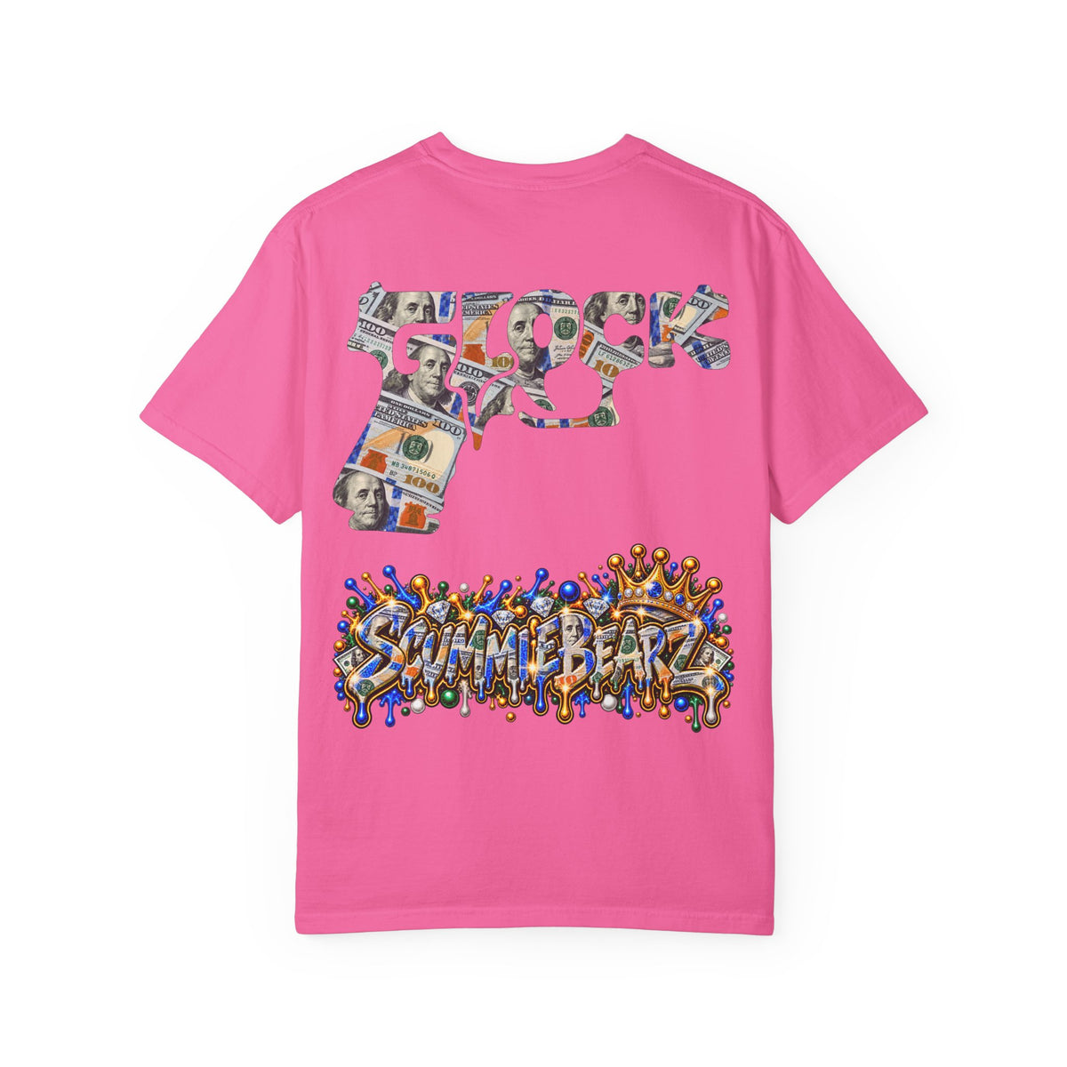 Unisex Garment-Dyed T-SHIRT-MONEY GLOCK/CROWN MASK LOGO-SCUMMIEBEARZ™
