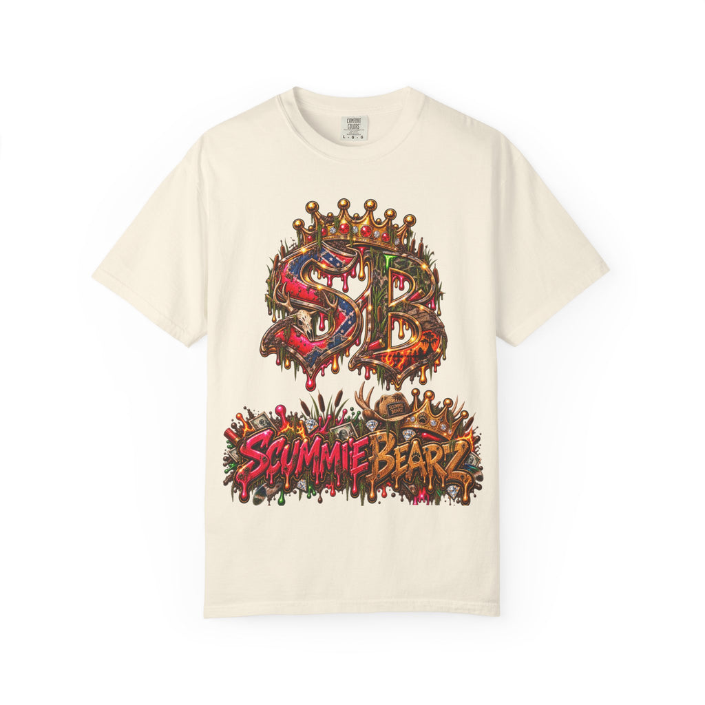 Unisex Garment-Dyed T-shirt-HILLYBILLY CROWN SB LOGO HILLBILLY -SCUMMIEBEARZ™