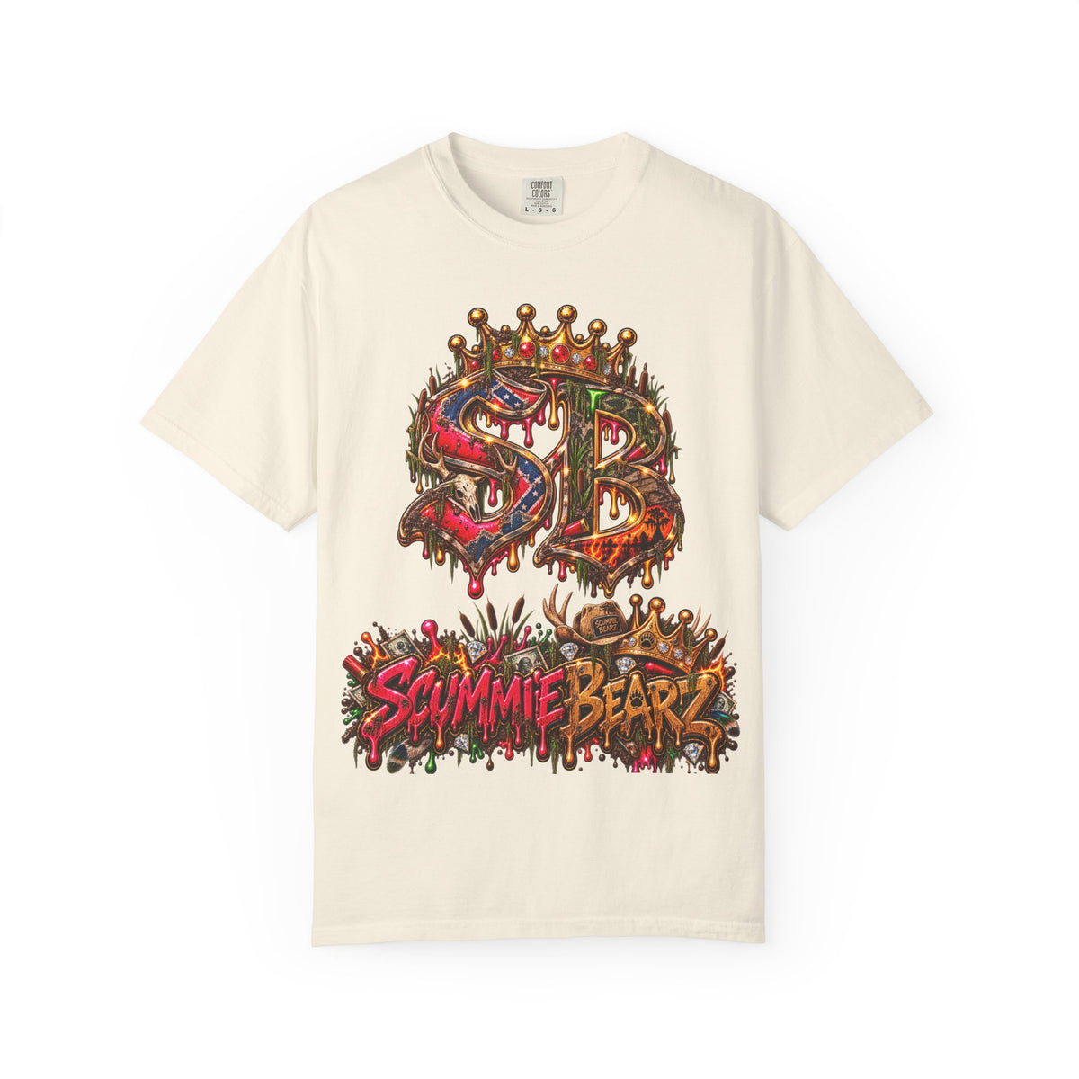 Unisex Garment-Dyed T-shirt-HILLYBILLY CROWN SB LOGO HILLBILLY -SCUMMIEBEARZ™
