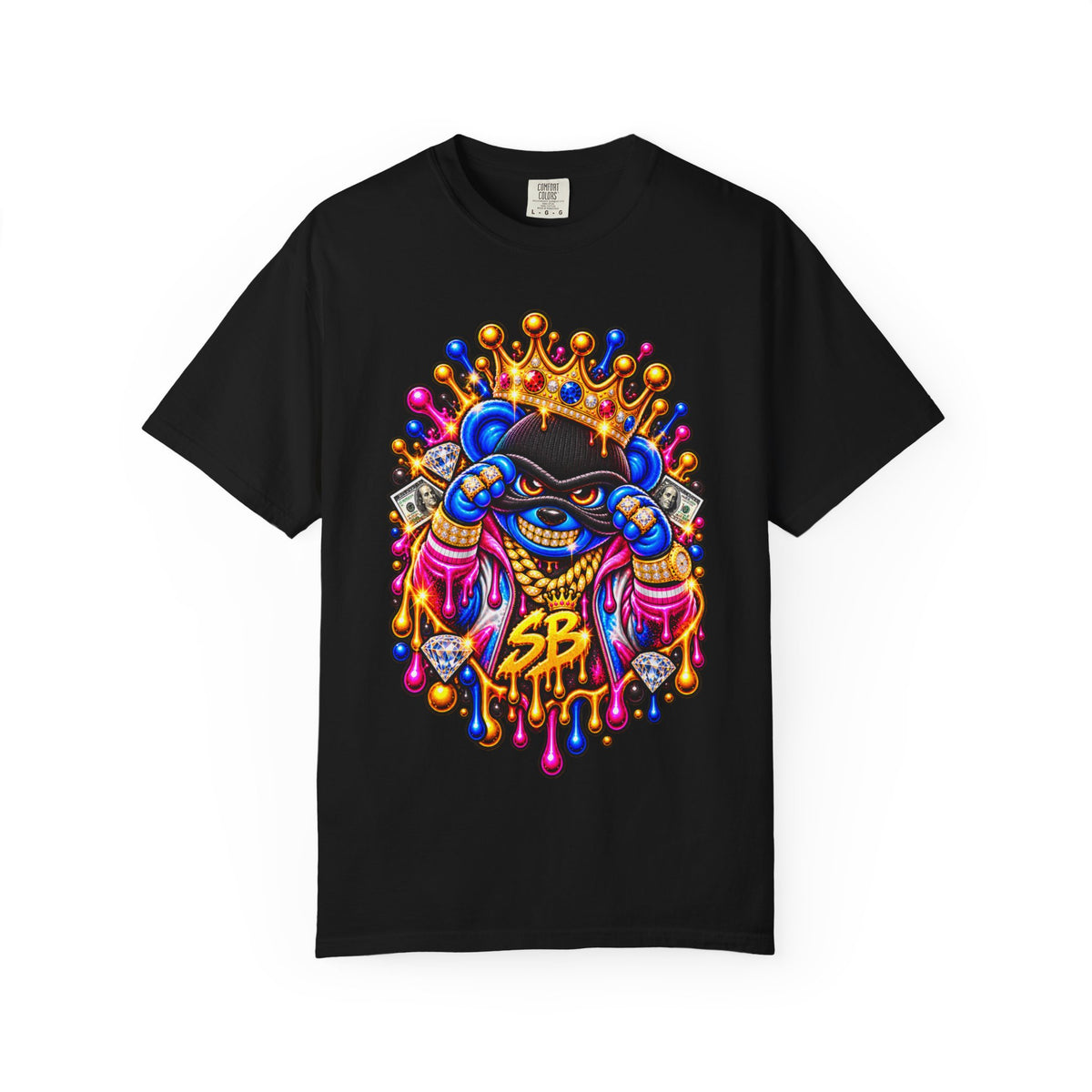 Unisex Garment-Dyed T-shirt-MULTI COLOR CROWN MASK LOGO GLOCK -SCUMMIEBEARZ™