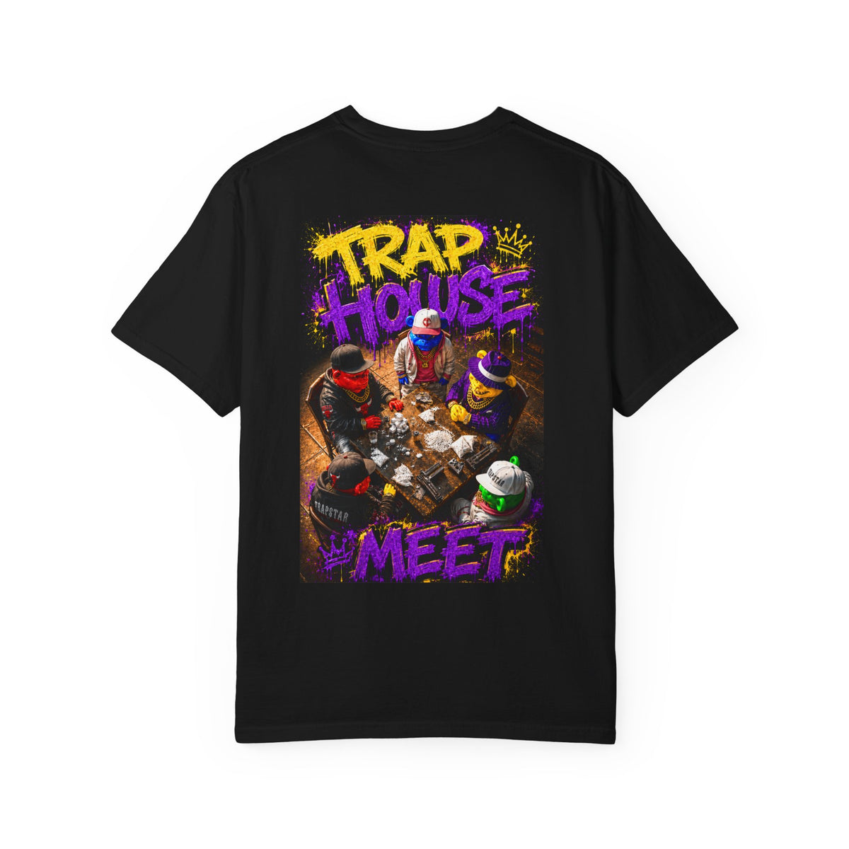 Unisex Garment-Dyed T-shirt-PURPLE&G9D CROWN MASK LOGO TRAP HOUSE MEET-SCUMMINGBEARZ™