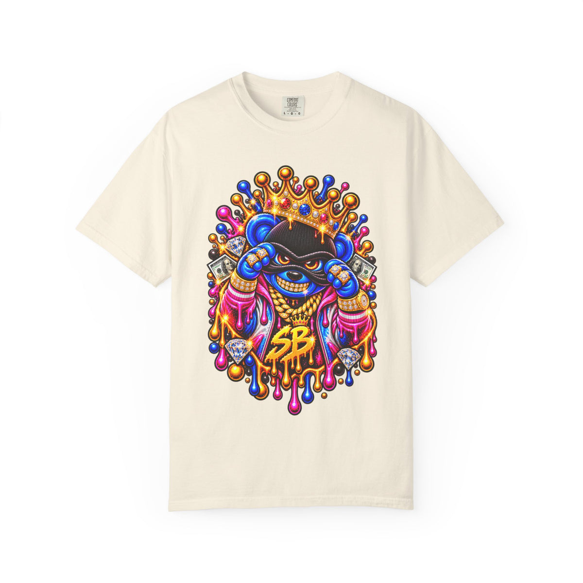 Unisex Garment-Dyed T-shirt-MULTI COLOR CROWN MASK LOGO GLOCK -SCUMMIEBEARZ™