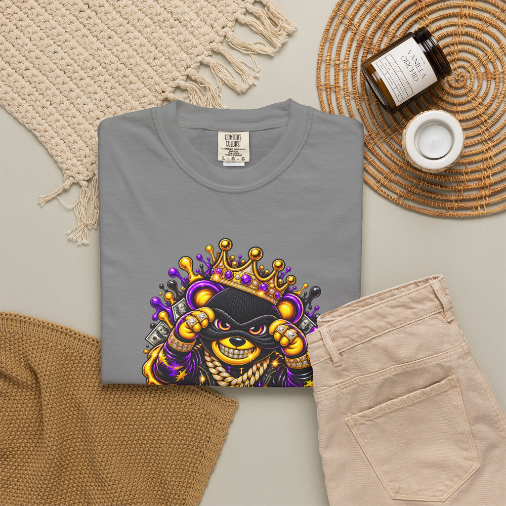 Unisex Garment-Dyed T-shirt-PURPLE&G9D CROWN MASK LOGO TRAP HOUSE MEET-SCUMMINGBEARZ™