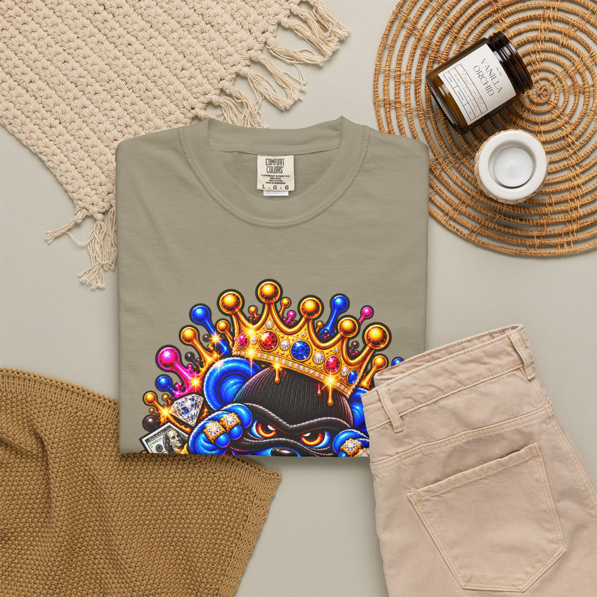 Unisex Garment-Dyed T-shirt-MULTI COLOR CROWN MASK LOGO GLOCK -SCUMMIEBEARZ™