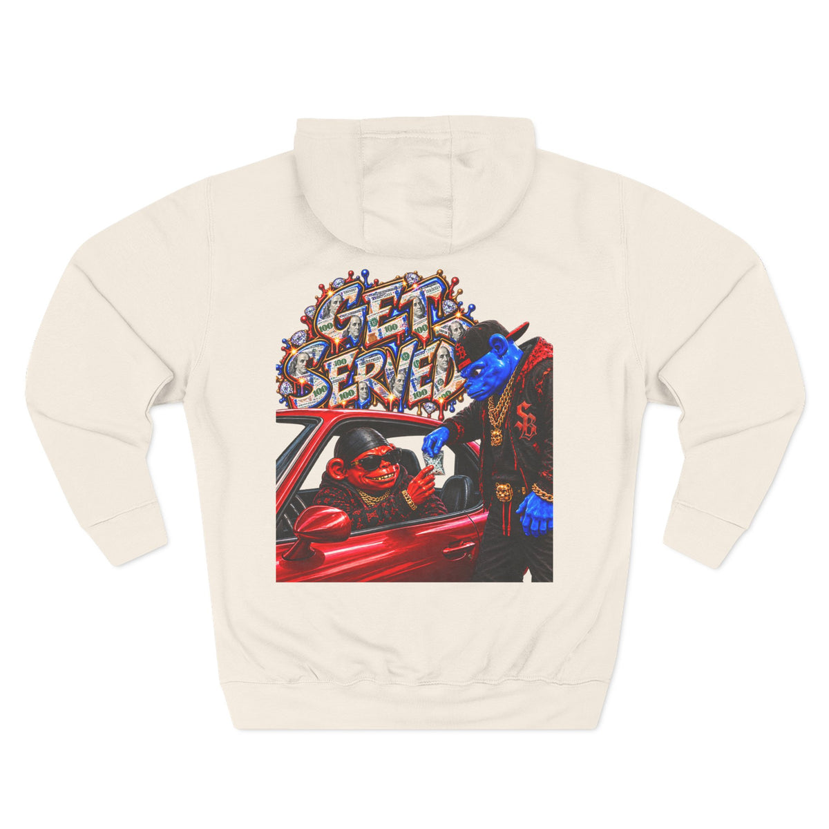 Three-Panel Fleece Hoodie-GET SERVED-SCUMMIEBEARZ™️