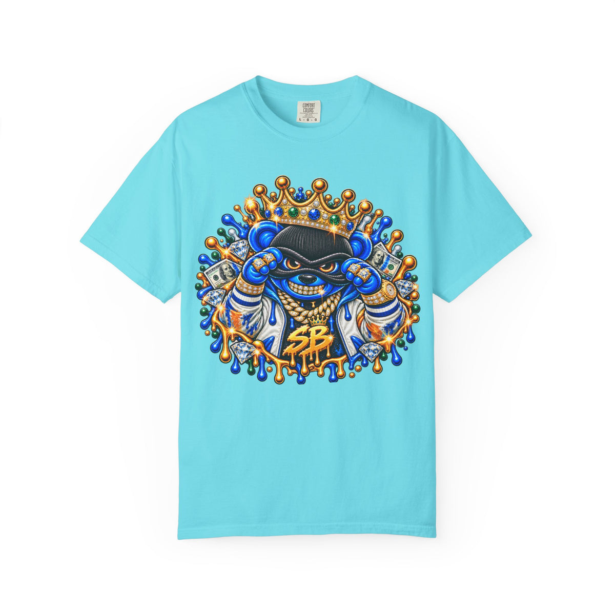 Unisex Garment-Dyed T-SHIRT-MONEY GLOCK/CROWN MASK LOGO-SCUMMIEBEARZ™