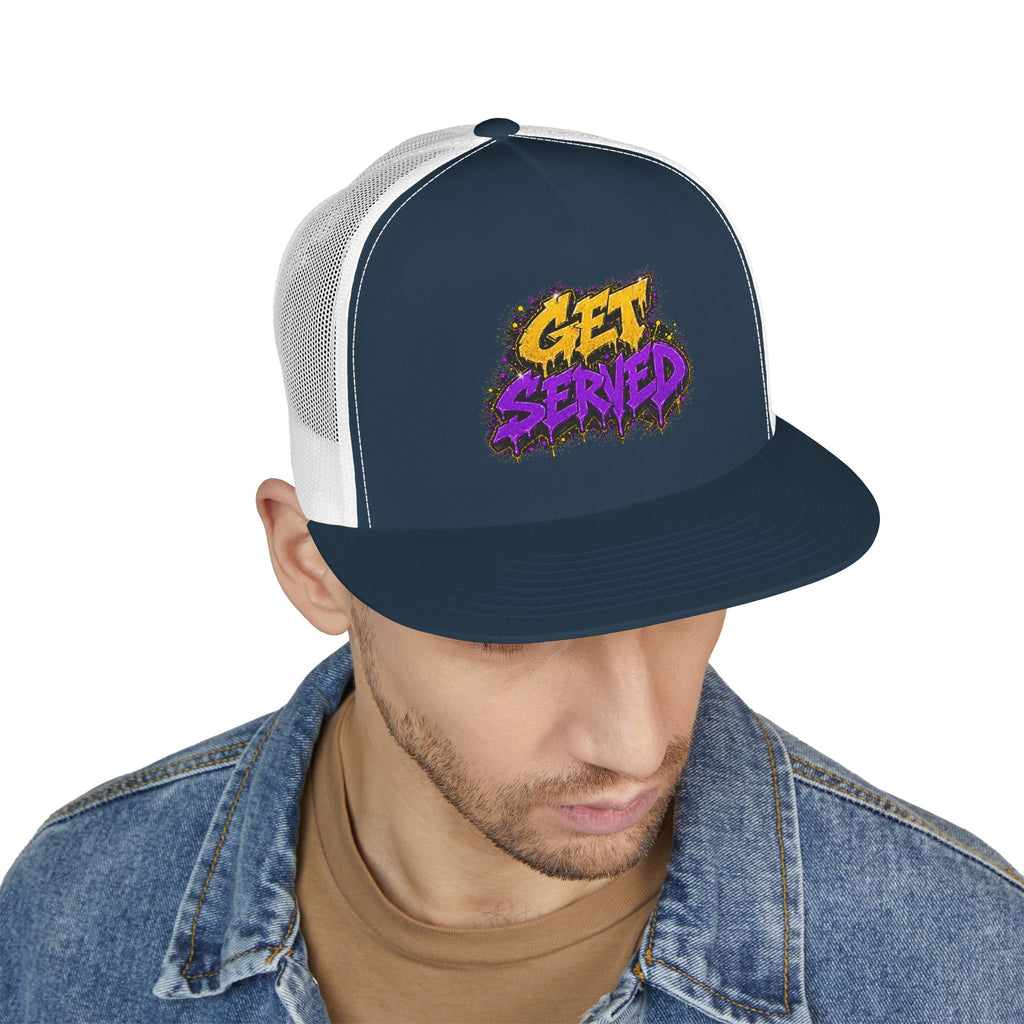5 Panel Trucker Cap-GOLD/PURPLE GET SERVED-SCUMMIEBEARZ™