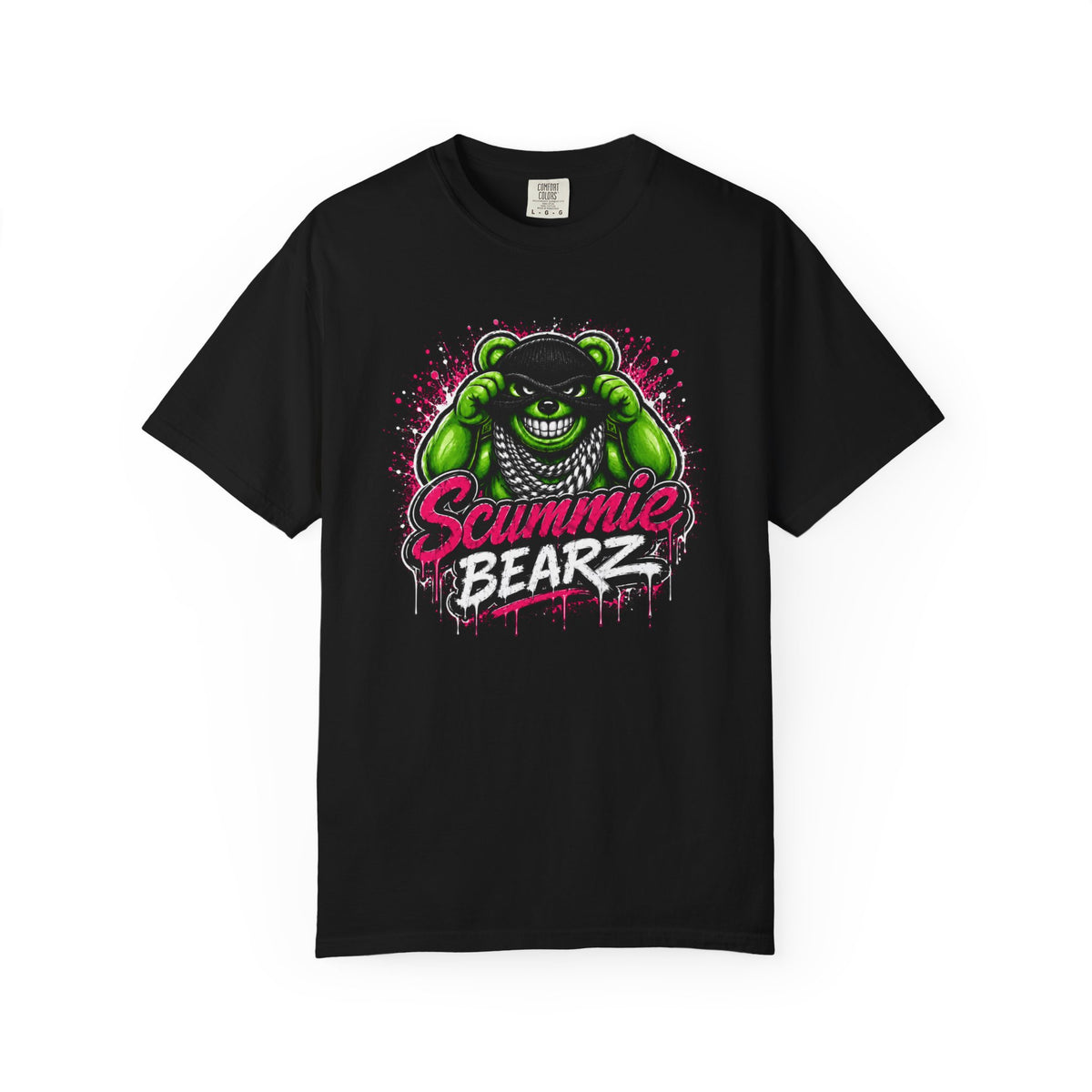 Unisex Garment-Dyed T-shirt-GREEN MASK LOGO&IF YOU SLIP SHE WILL GRIP-SCUMMIEBEARZ™