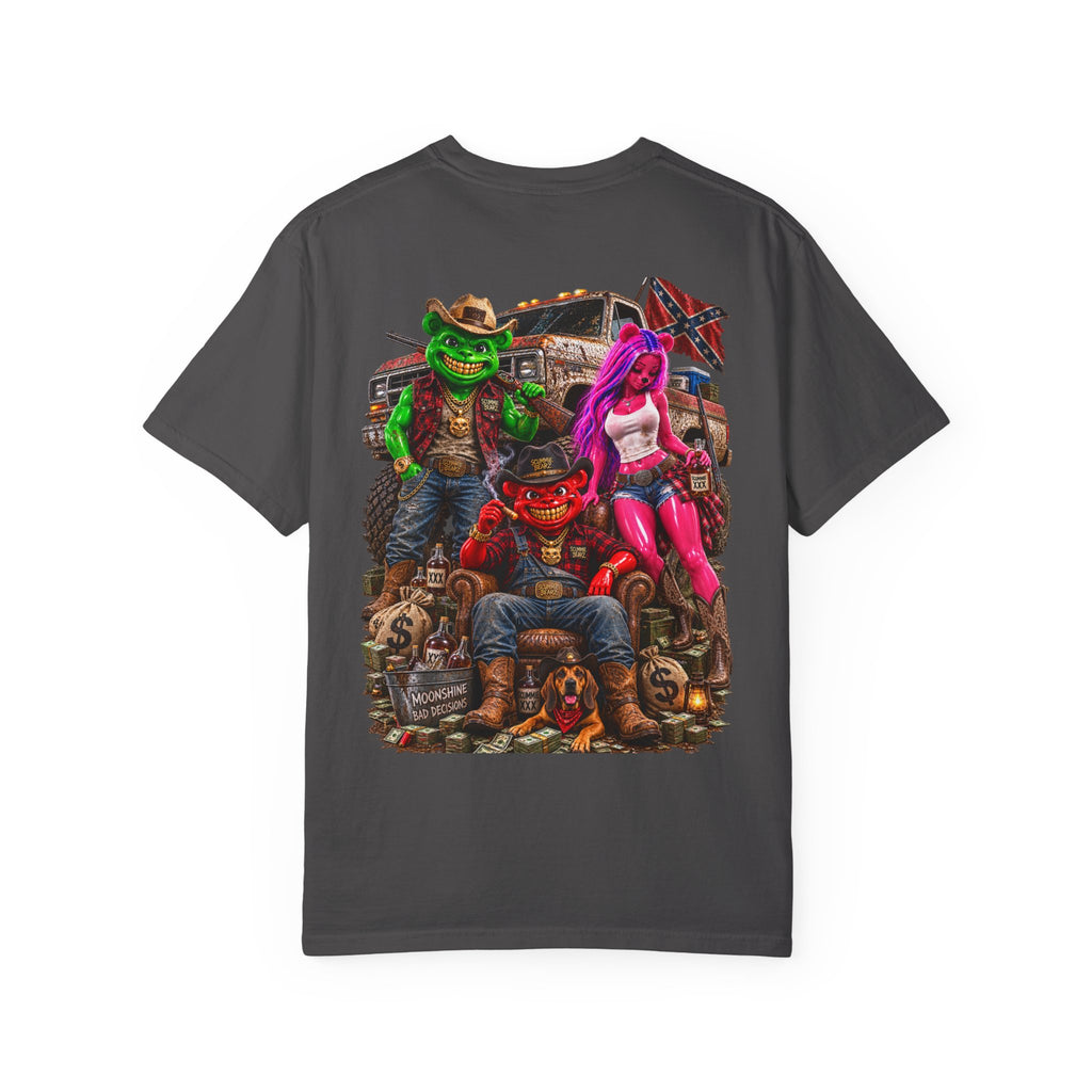 Unisex Garment-Dyed T-shirt-RED CROWN MASK LOGO HILLBILLY -SCUMMIEBEARZ™