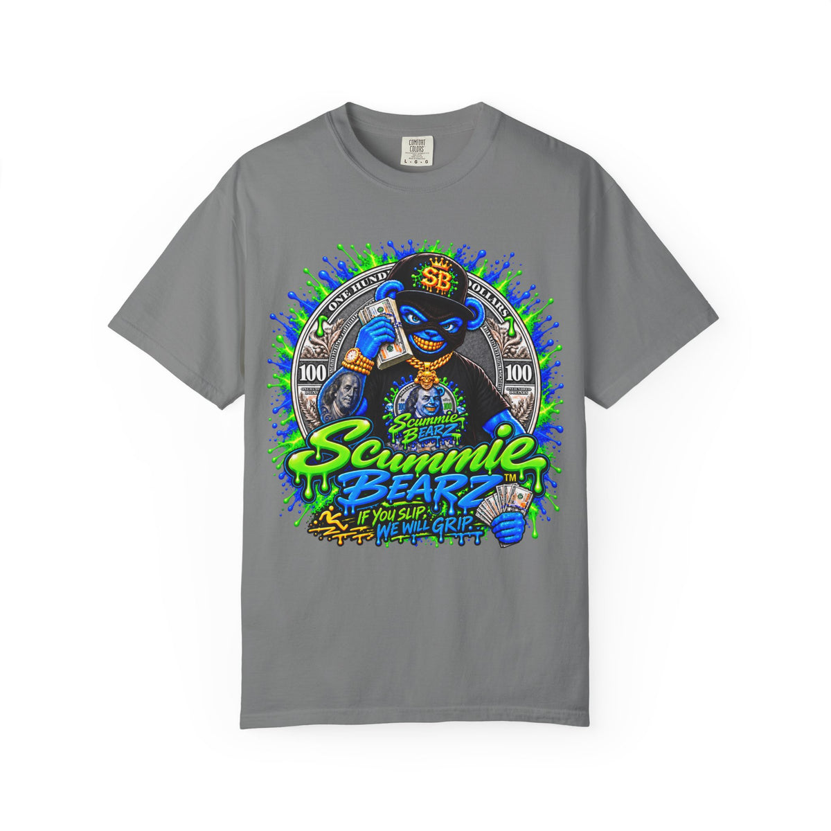 Unisex Garment-Dyed T-shirt-THAT MONEY💵KEEP CALLING📞ME MASK LOGO-SCUMMIEBEARZ™️