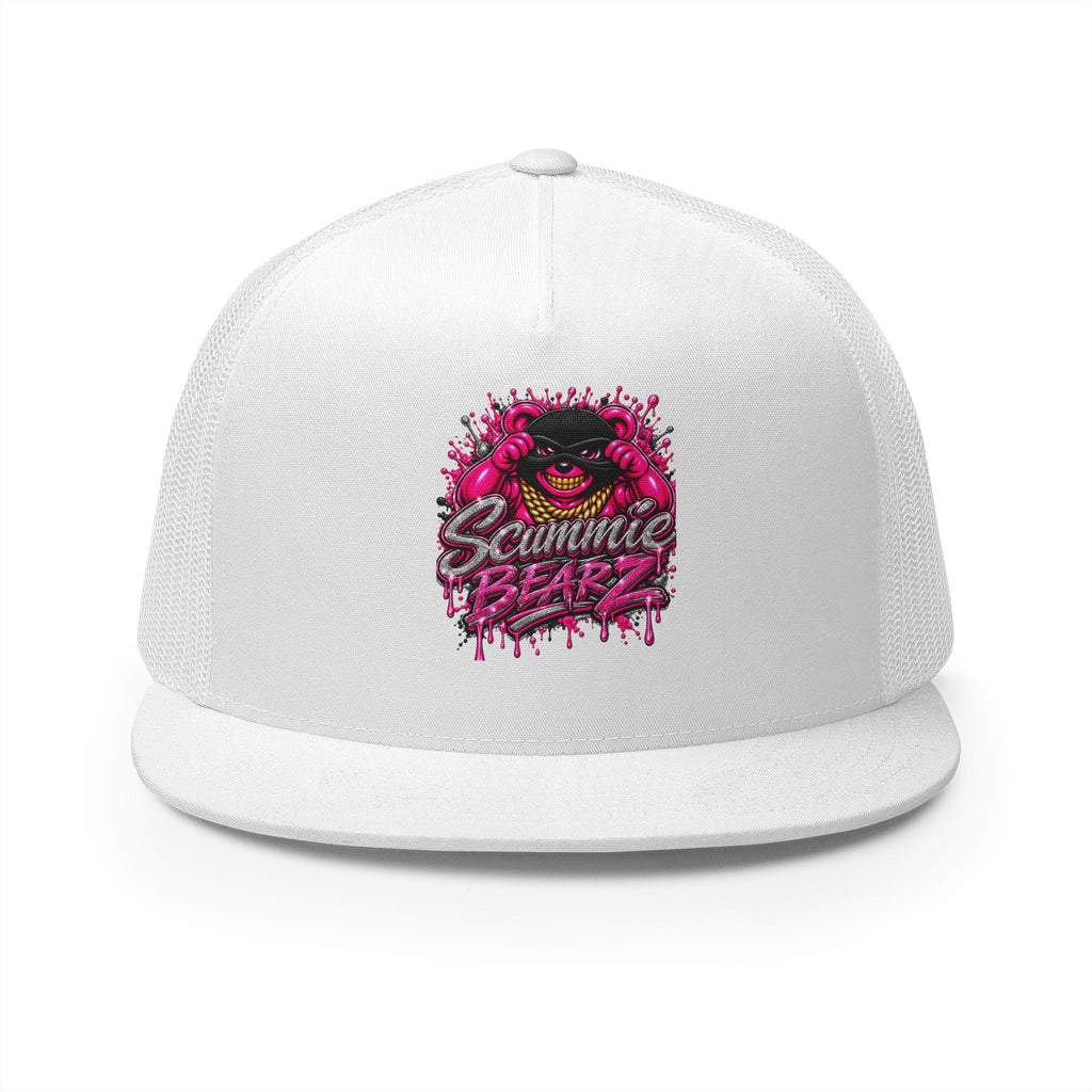 5 Panel Trucker Cap- PINK/SILVER MASK LOGO-SCUMMIEBEARZ™