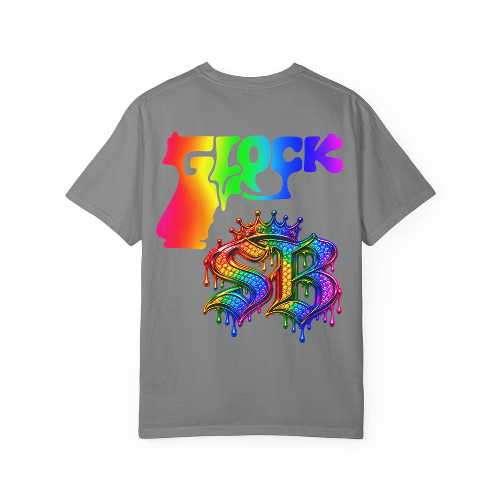 Unisex Garment-Dyed T-shirt-RAINBOW MASK LOGO GLOCK SB CROWN LOGO-SCUMMIEBEARZ™