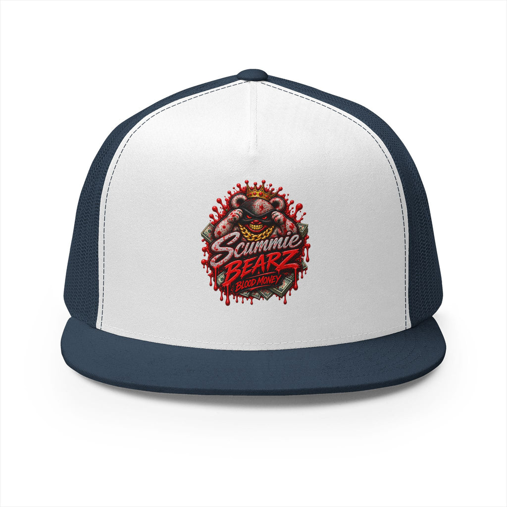 5 Panel Trucker Cap-	RED BLOOD MONEY MASK LOGO-SCUMMIEBEARZ™