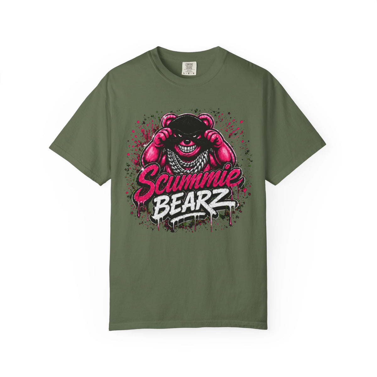 Unisex Garment-Dyed T-shirt-PINK MASK LOGO& IF YOU SLIP SHE WILL GRIP-SCUMMIEBEARZ™