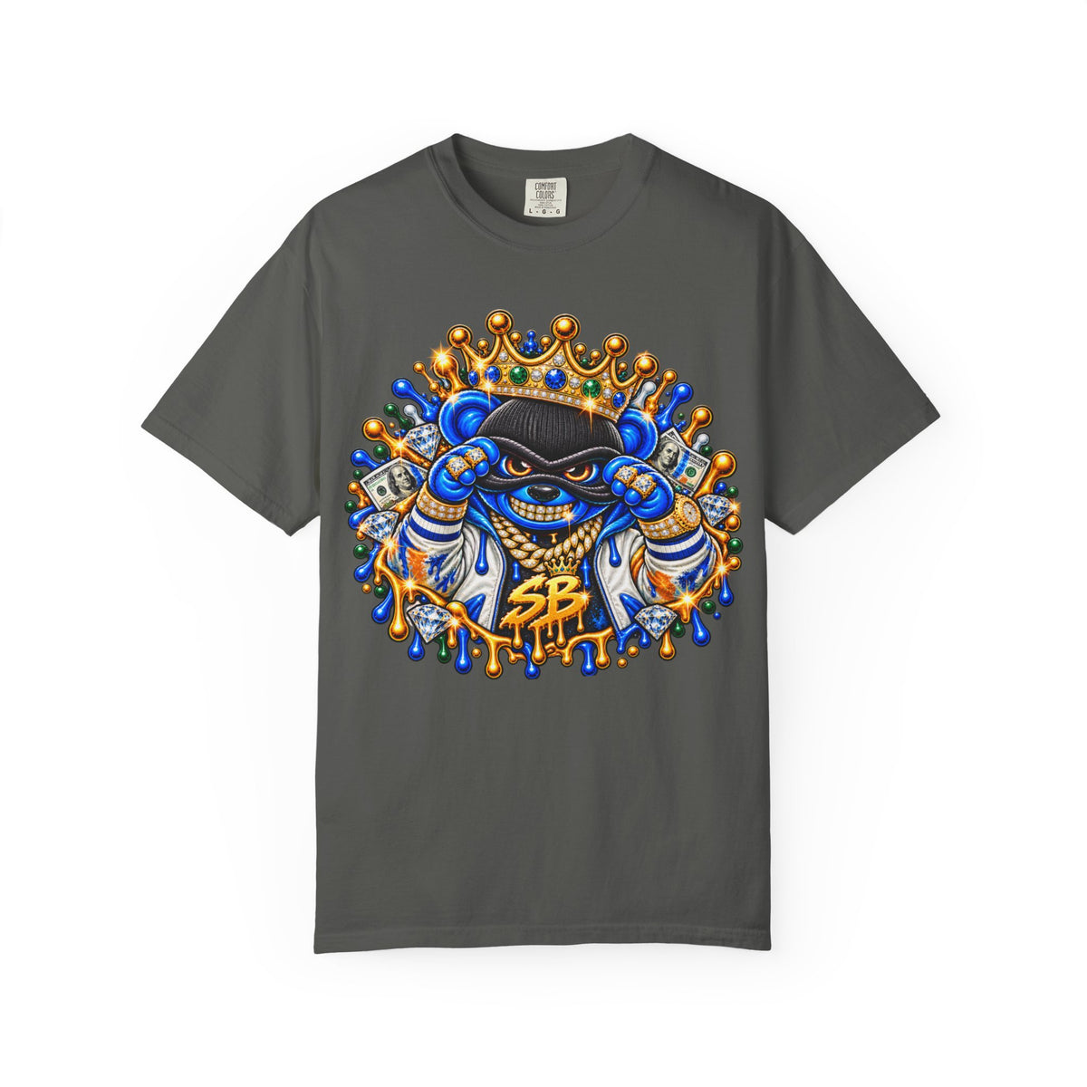 Unisex Garment-Dyed T-SHIRT-MONEY GLOCK/CROWN MASK LOGO-SCUMMIEBEARZ™