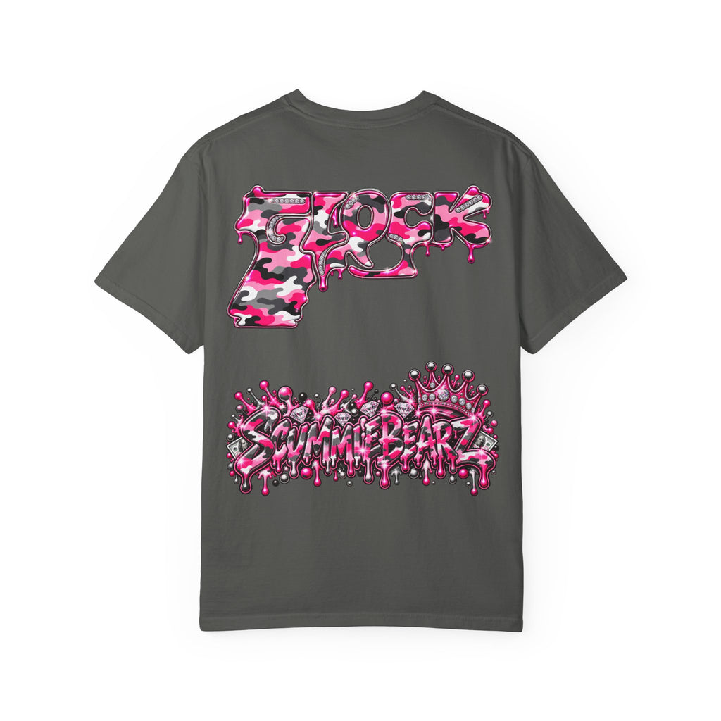 Unisex Garment-Dyed T-shirt-PINK CROWN MASK LOGO GLOCK -SCUMMIEBEARZ™