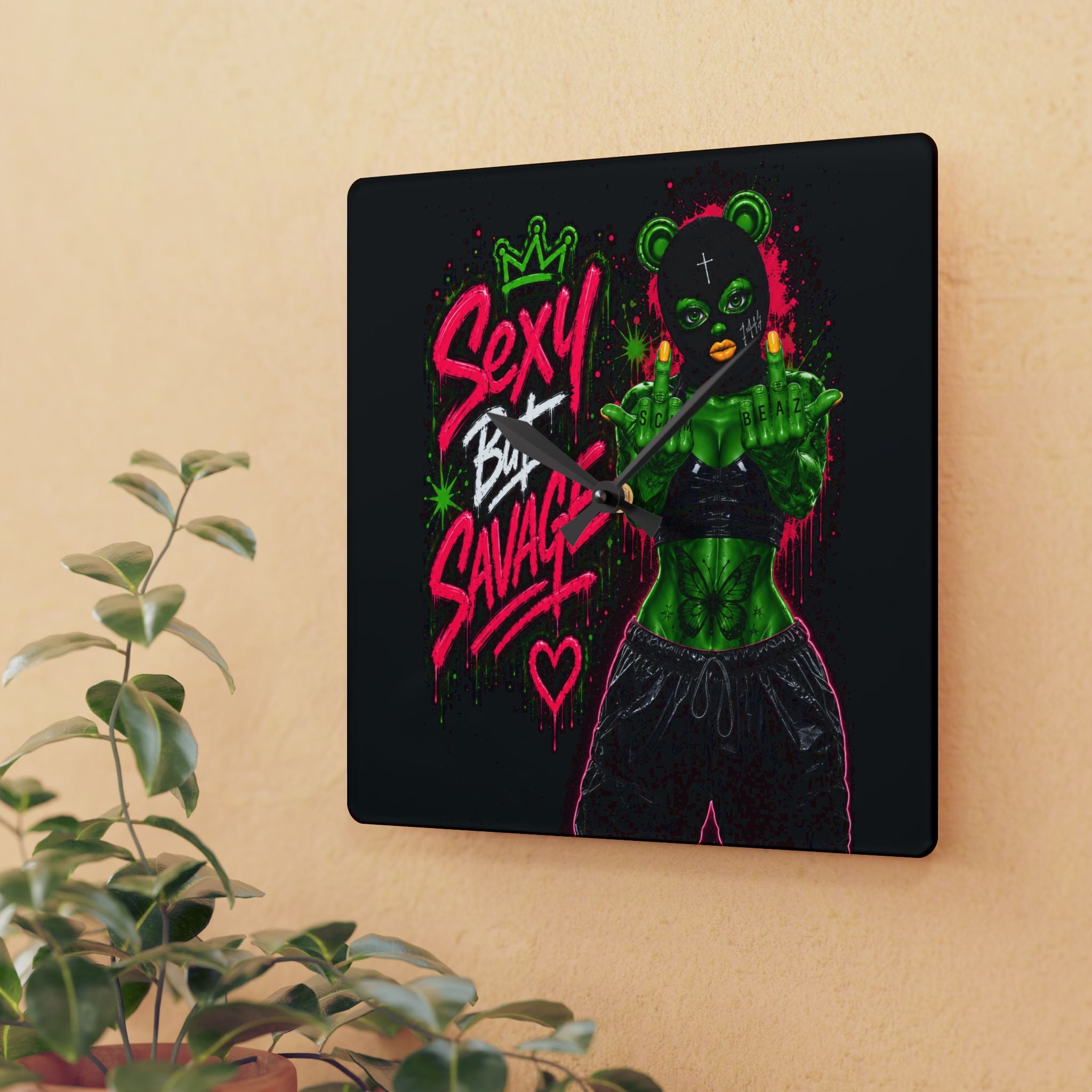 Acrylic Wall Clock-Sexy But Savage Green Remix