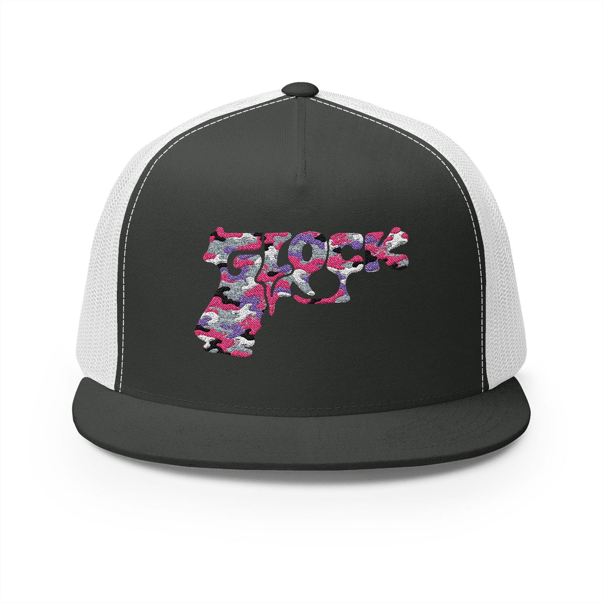 5 Panel Trucker Cap-PINK CAMOUFLAGE GLOCK LOGO-SCUMMIEBEARZ™️