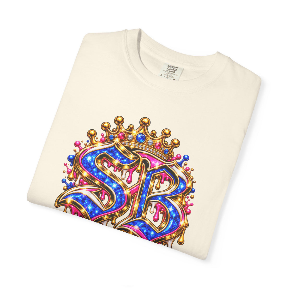 Unisex Garment-Dyed T-shirt-BLUE&PINK CROWN SB LOGO ARMED WITH FAITH-SCUMMIEBEARZ™