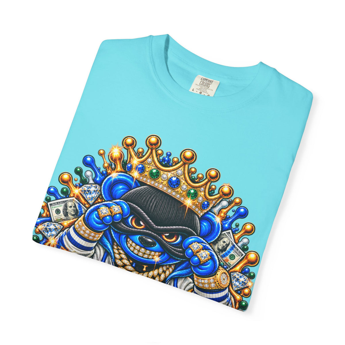 Unisex Garment-Dyed T-SHIRT-MONEY GLOCK/CROWN MASK LOGO-SCUMMIEBEARZ™