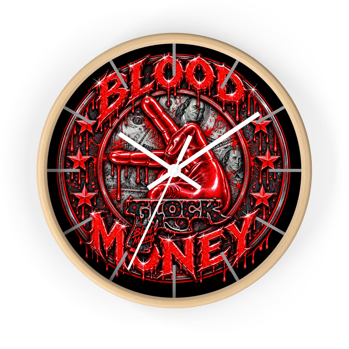 wall clock -Red blood Money-SCUMMIEBEARZ™️