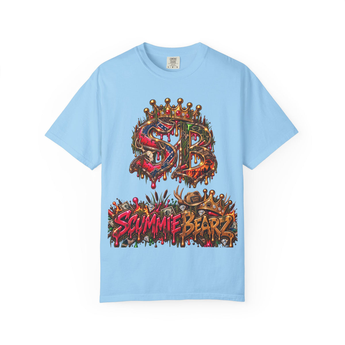 Unisex Garment-Dyed T-shirt-HILLBILLY CROWN SB LOGO HILLBILLY -SCUMMIEBEARZ™